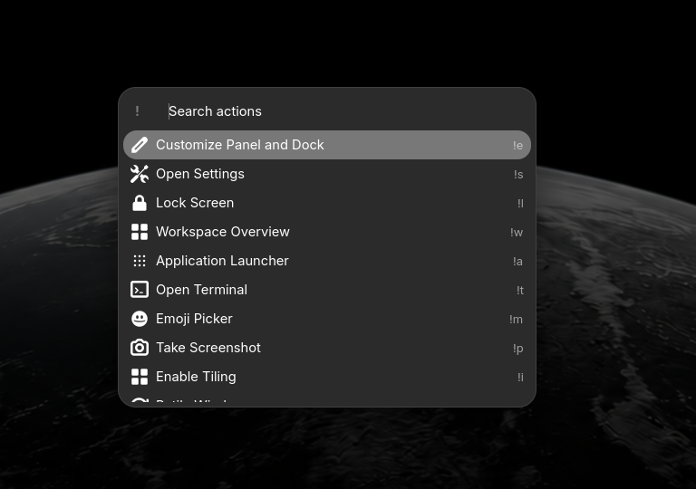 Spotlight action mode with desktop commands