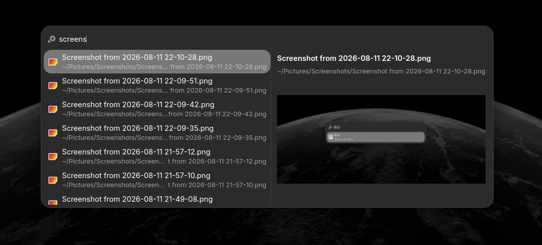 Spotlight searching files with a preview